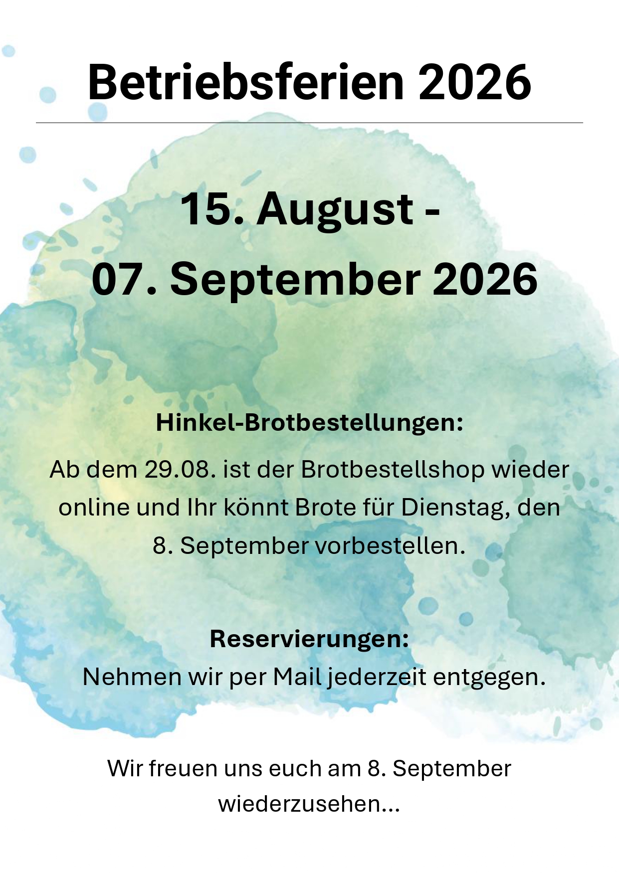 Sonderöffnungszeiten